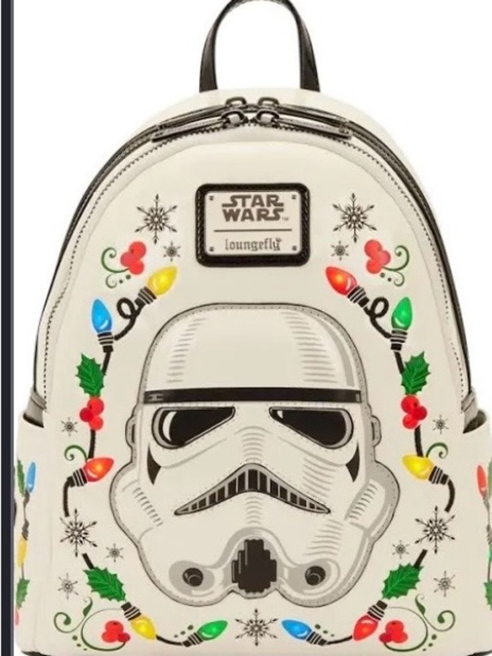 Loungefly White Stormtrooper Holiday Mini Backpack with Multicolor Lights
